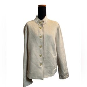 VINTAGE WOOL SIGRID OLSEN Women's Mock Turtleneck Jacket Tan Button Pockets SZ L